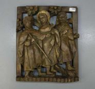 MASSE-RELIEF: "Christus mit Jüngern", Masse, bronzefarben patiniert, ungemarkt. Darstellung