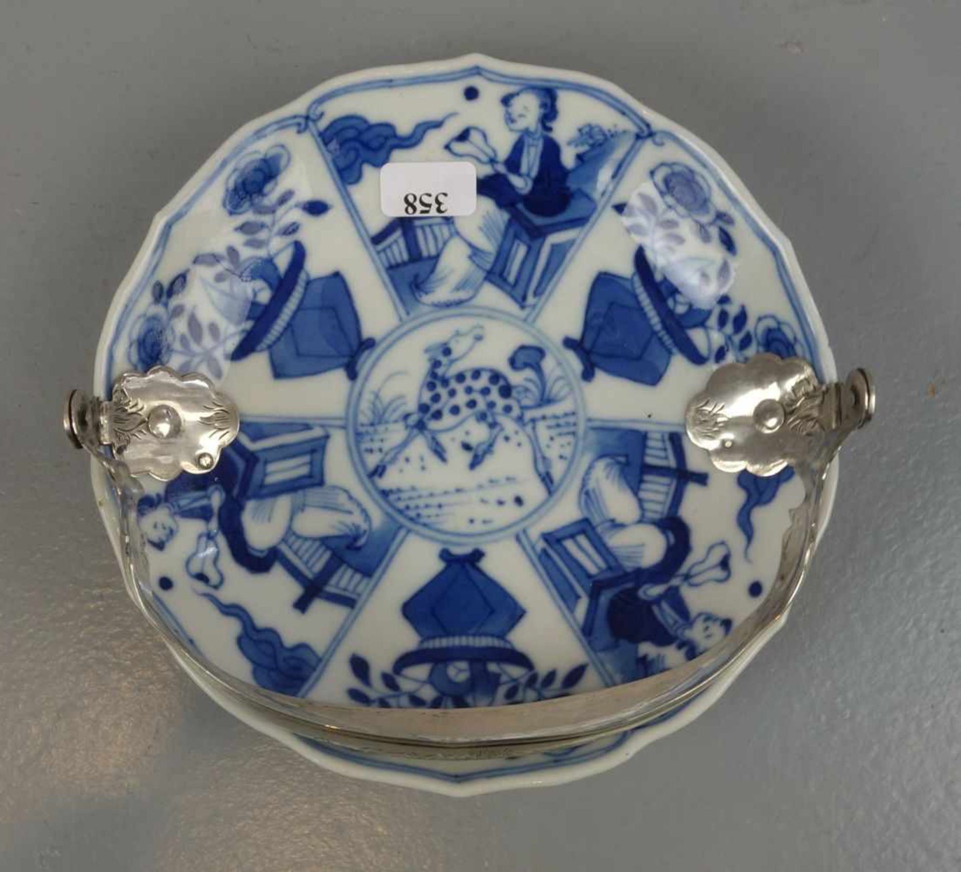 CHINOISE ANBIETSCHALE / HENKELSCHALE / chinese bowl with silver, 19. Jh., China / Niederlande. - Bild 3 aus 5