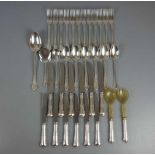 SILBERNES SPEISEBESTECK FÜR 6 PERSONEN / silver cutlery, wohl 1930er, deutsch, 800er Silber,