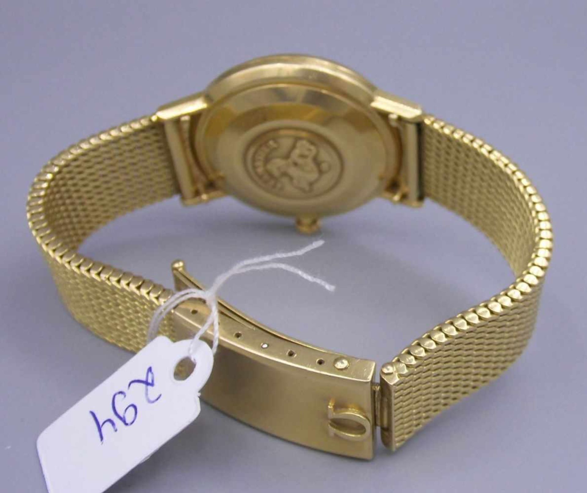 GOLDENE ARMBANDUHR / wristwatch, Automatik-Uhr, Manufaktur Omega, Modell "Seamaster De Ville". - Image 4 of 7