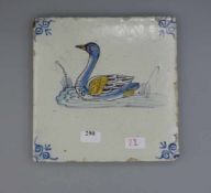 BAROCK - FLIESE "Schwan" / FAYENCE - FLIESE / HOLLÄNDISCHE FLIESE / WANDFLIESE / tegel / tile,