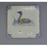 BAROCK - FLIESE "Schwan" / FAYENCE - FLIESE / HOLLÄNDISCHE FLIESE / WANDFLIESE / tegel / tile,