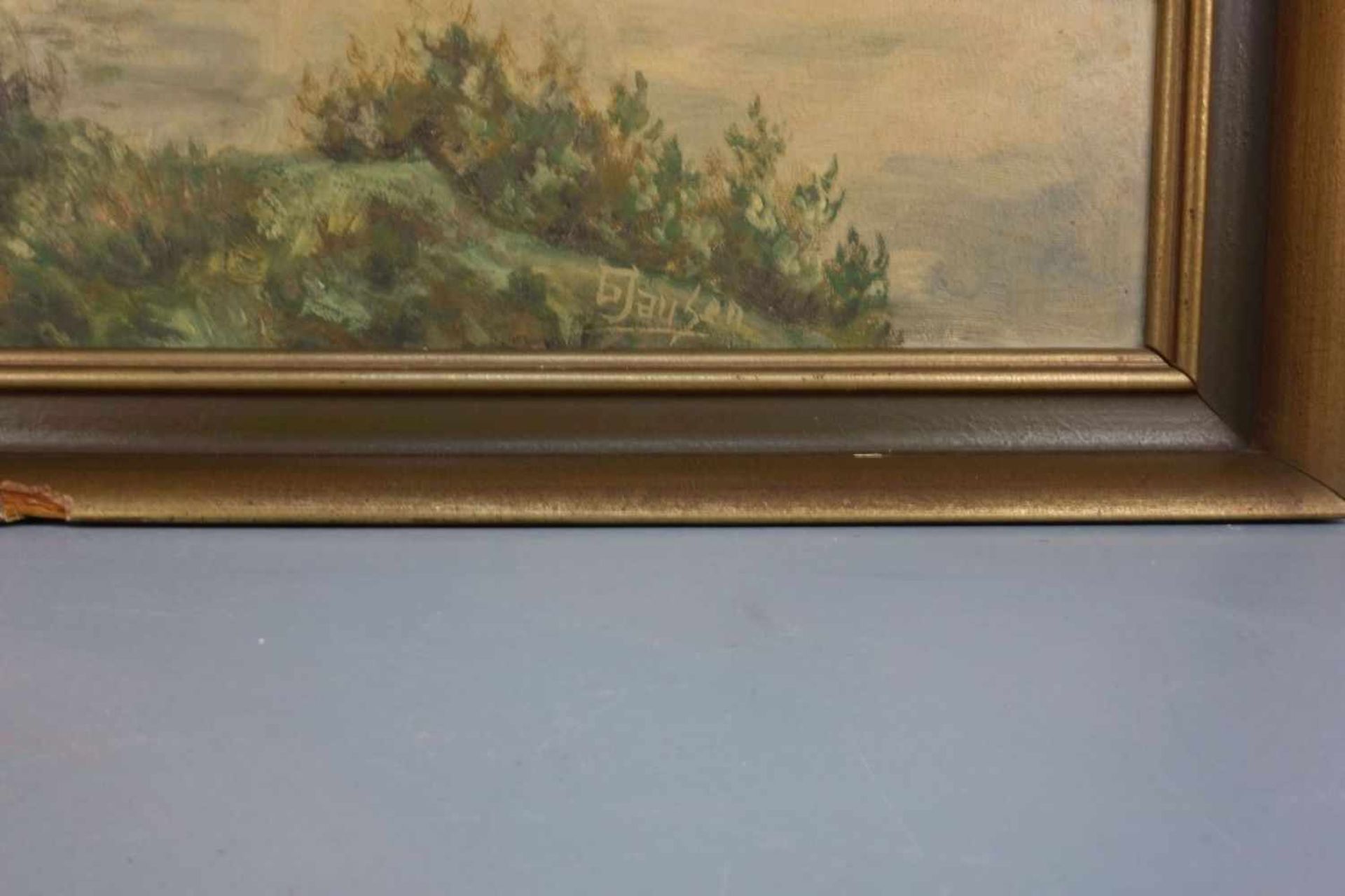 JANSEN, G. (Maler des 19./20. Jh.), Gemälde / painting: "Weite Landschaft mit Flusslauf im - Image 2 of 3