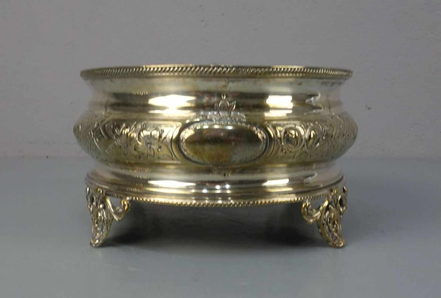 VERSILBERTE SCHALE / plated bowl, unter dem Stand u. a. gemarkt EPNS (für "electro plated nickel - Image 3 of 5