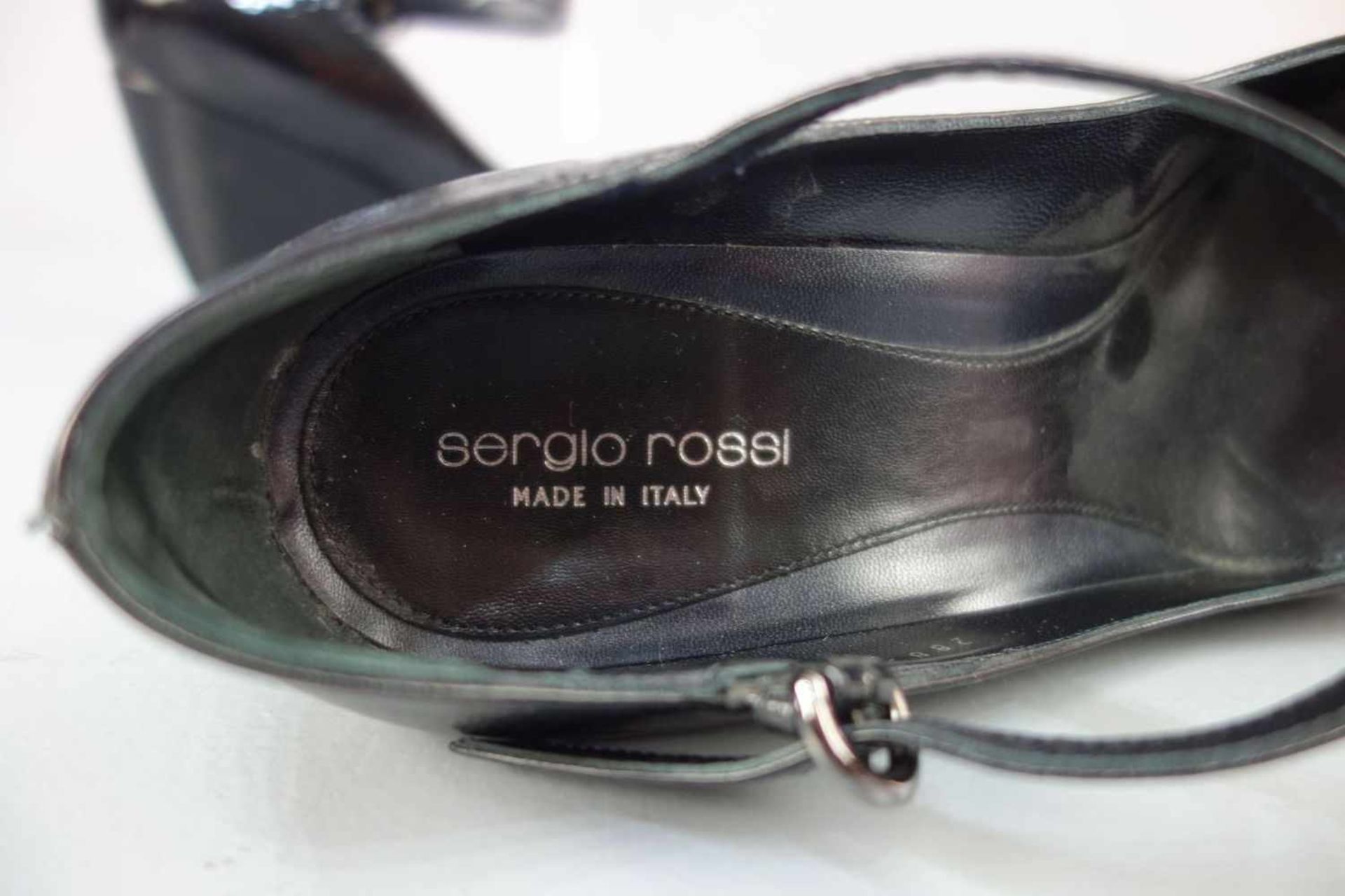 SERGIO ROSSI KEILPUMPS / women's shoes with wedge heel, Made in Italy, schwarzes Lackleder. Pumps - Image 5 of 6