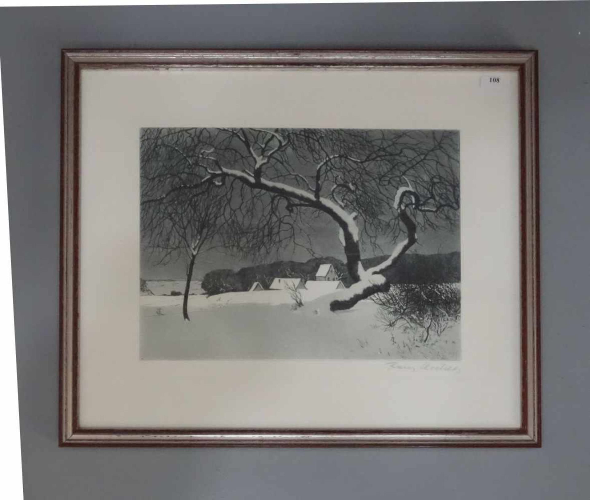 HECKER, FRANZ (Bersenbrück 1870-1943 Osnabrück), Radierung und Aquatinta / etching: "Winter (mit