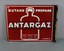 EMAILLESCHLD / BLECHSCHILD / WERBESCHILD "Antargaz" / advertising sheet; beidseitig gestaltetes