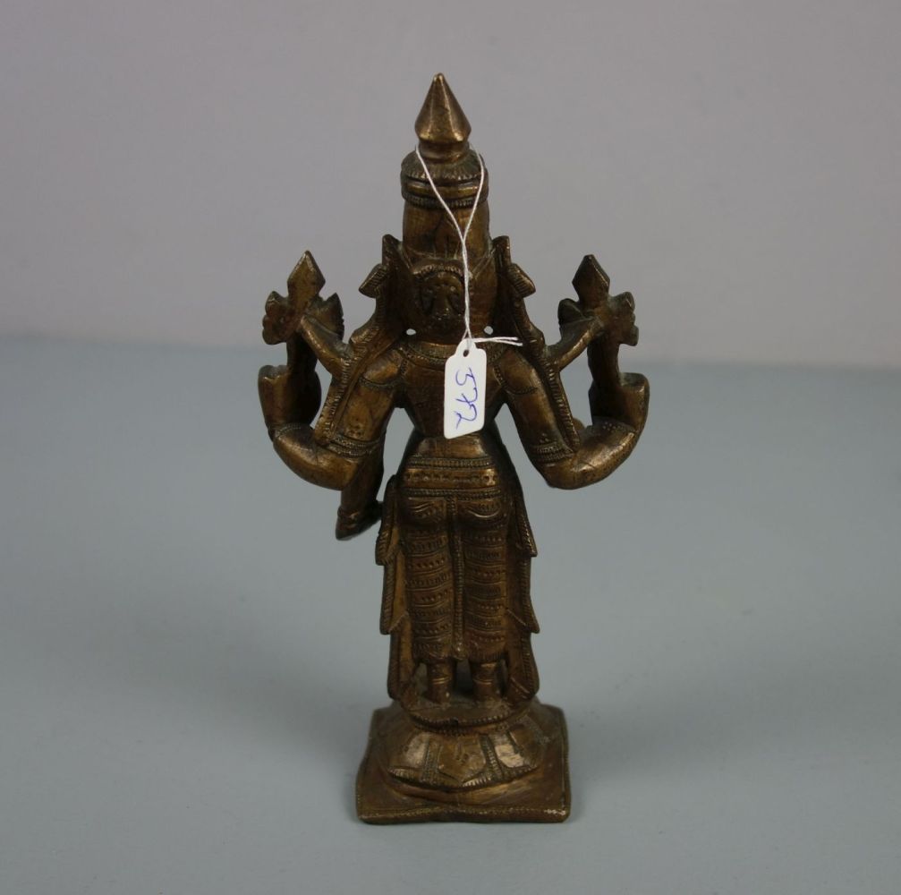 SKULPTUR / sculpture: "Stehende Gottheit - Vishnu / Lakshmi", Bronze - Vollguss, hellbraun - Image 3 of 4