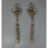 BERBER-SCHMUCK: FIBELPAAR / oriental jewellery, Tata / Marokko, Glas, Silber und versilbertes Metall