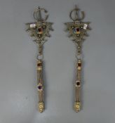 BERBER-SCHMUCK: FIBELPAAR / oriental jewellery, Tata / Marokko, Glas, Silber und versilbertes Metall