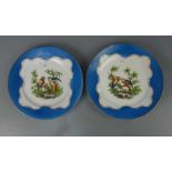 PAAR TELLER MIT PAPAGEIENMOTIV / ZIERTELLER / two porcelain plates with parrots, Porzellan, wohl