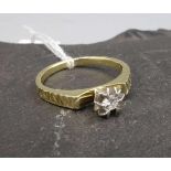 BRILLANT - RING, 585er Gelbgold (2,7 g), besetzt mit einem Brillanten von 0,1 ct.. Ring-Gr. 51/52.