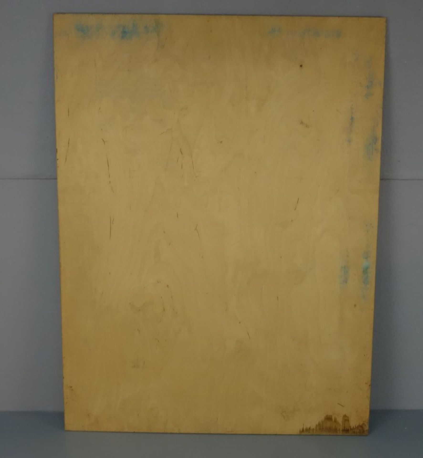 MALER / "NAZARENER" DES 19. JH., Gemälde / painting: "Kreuzigungsszene", Öl auf Leinwand, montiert - Image 2 of 2