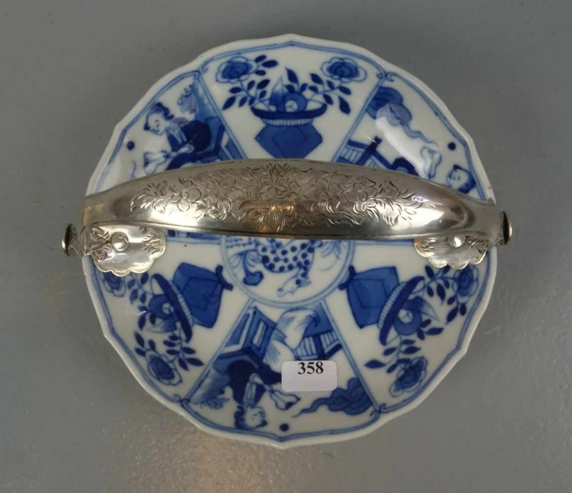 CHINOISE ANBIETSCHALE / HENKELSCHALE / chinese bowl with silver, 19. Jh., China / Niederlande. - Bild 2 aus 5
