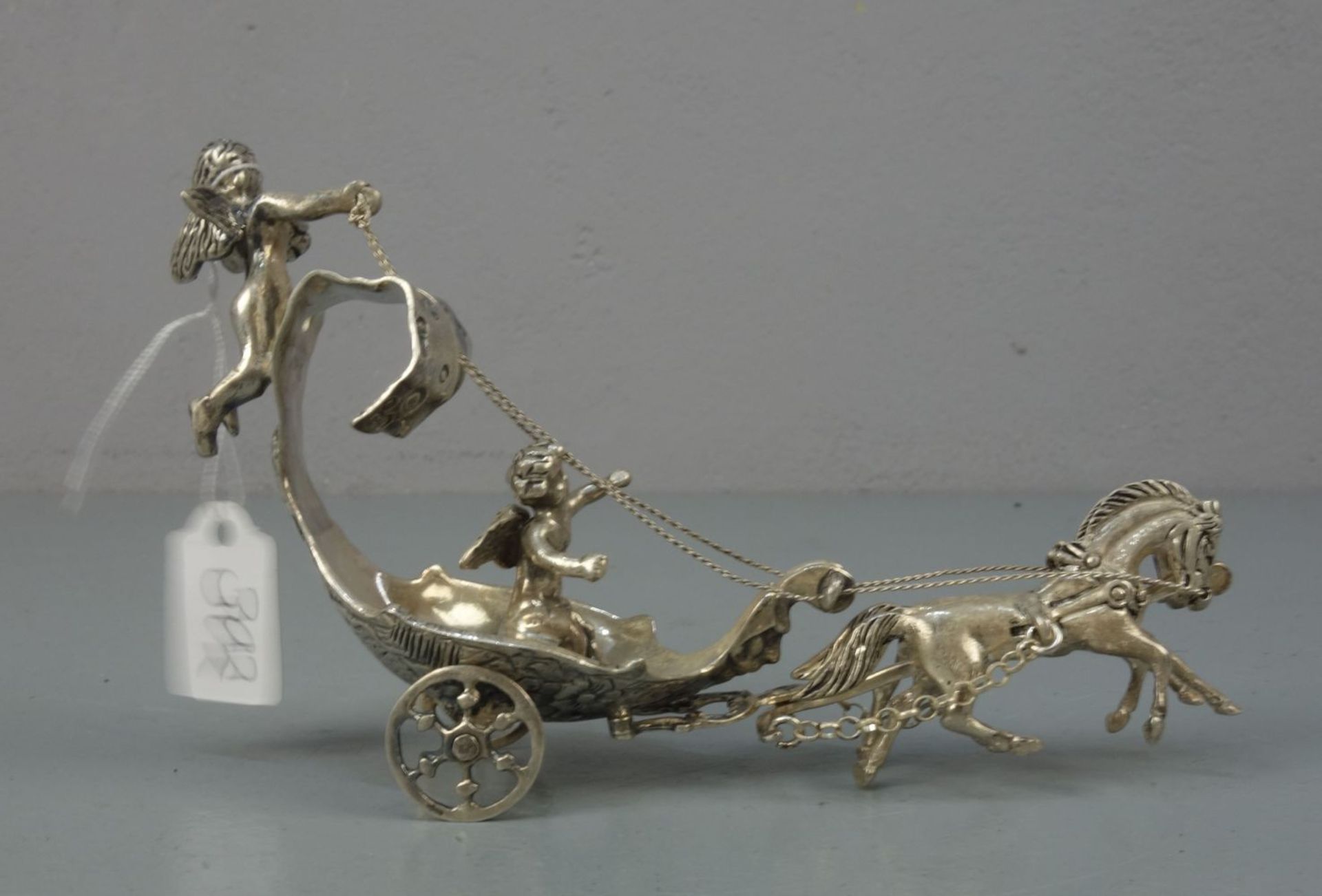 SILBERNE FIGURENGRUPPE / SKULPTUR: "Kutsche mit Putten" / silver carriage with putti, Silber (120 - Bild 3 aus 4
