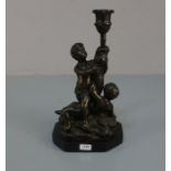 FIGÜRLICHER LEUCHTER / TISCHLEUCHTER "Putten und Fisch" / figural candle stand "putti with a