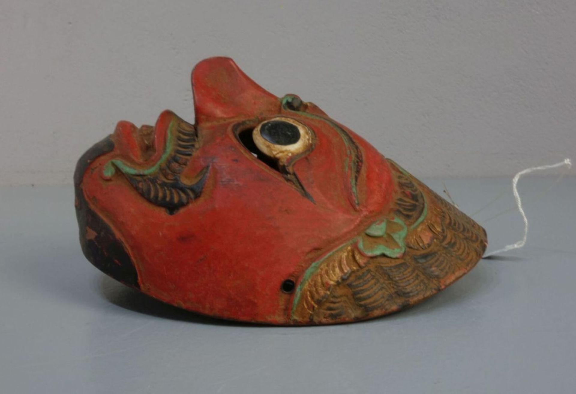 WAYANG TOPENG MASKE / mask, Holz, geschnitzt und farbig gefasst, Java / Indonesien. Aufgewölbte - Image 3 of 4