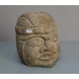 SKULPTUR "Kopf", Keramik, heller bis leicht rötlicher Scherben, Lateinamerika oder Afrika, 20. Jh.