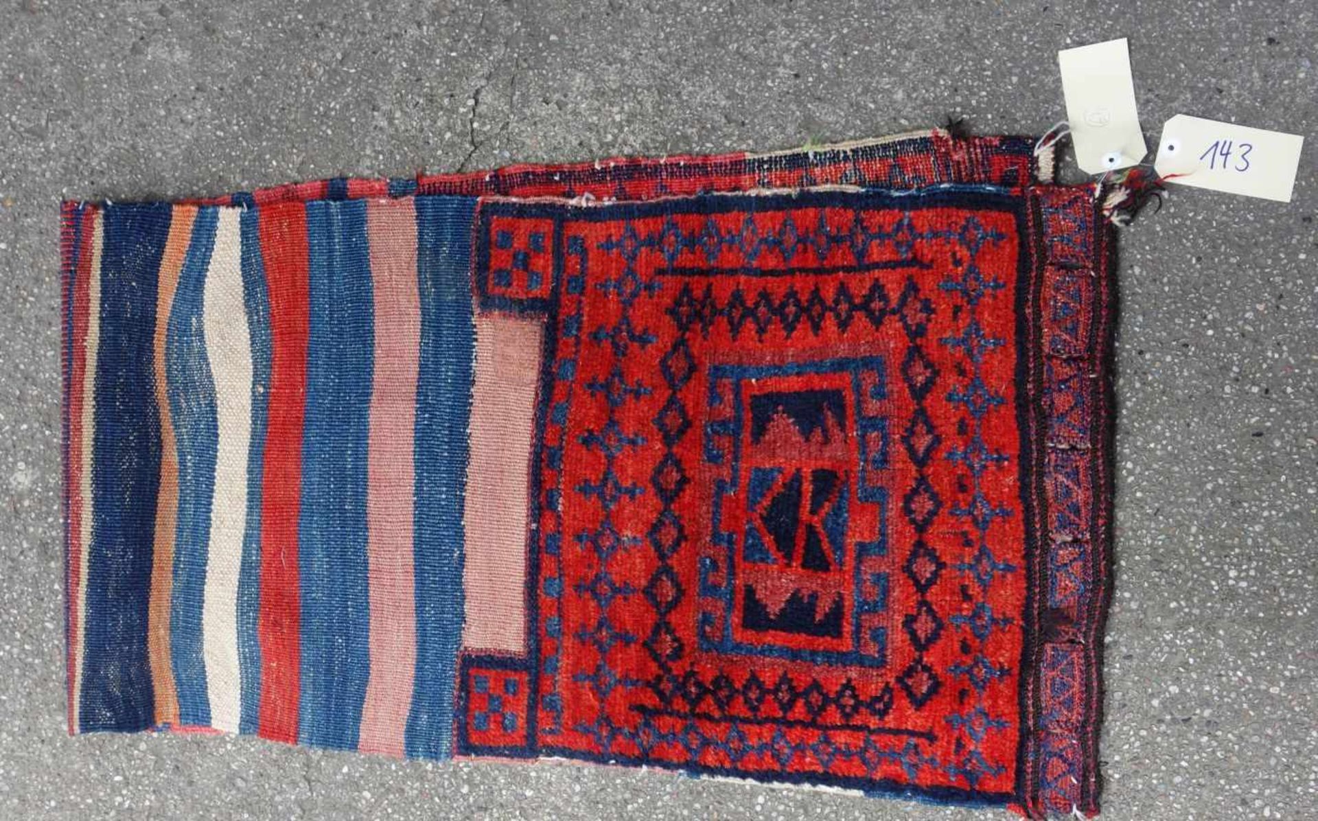 PERSISCHE VORRATSTASCHE / LURI TASCHENFRONT / TEPPICH / rug, um 1920, Wolle, Persien. Tasche mit - Image 6 of 6