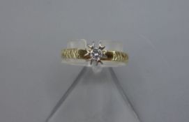 BRILLANT - RING, 585er Gelbgold (2,7 g), besetzt mit einem Brillanten von 0,1 ct.. Ring-Gr. 51/52.