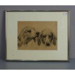 BACHE, OTTO (Roskilde 1839-1927 Kopenhagen), Lithografie / Künstlersteinzeichnung: "Zwei Hunde",