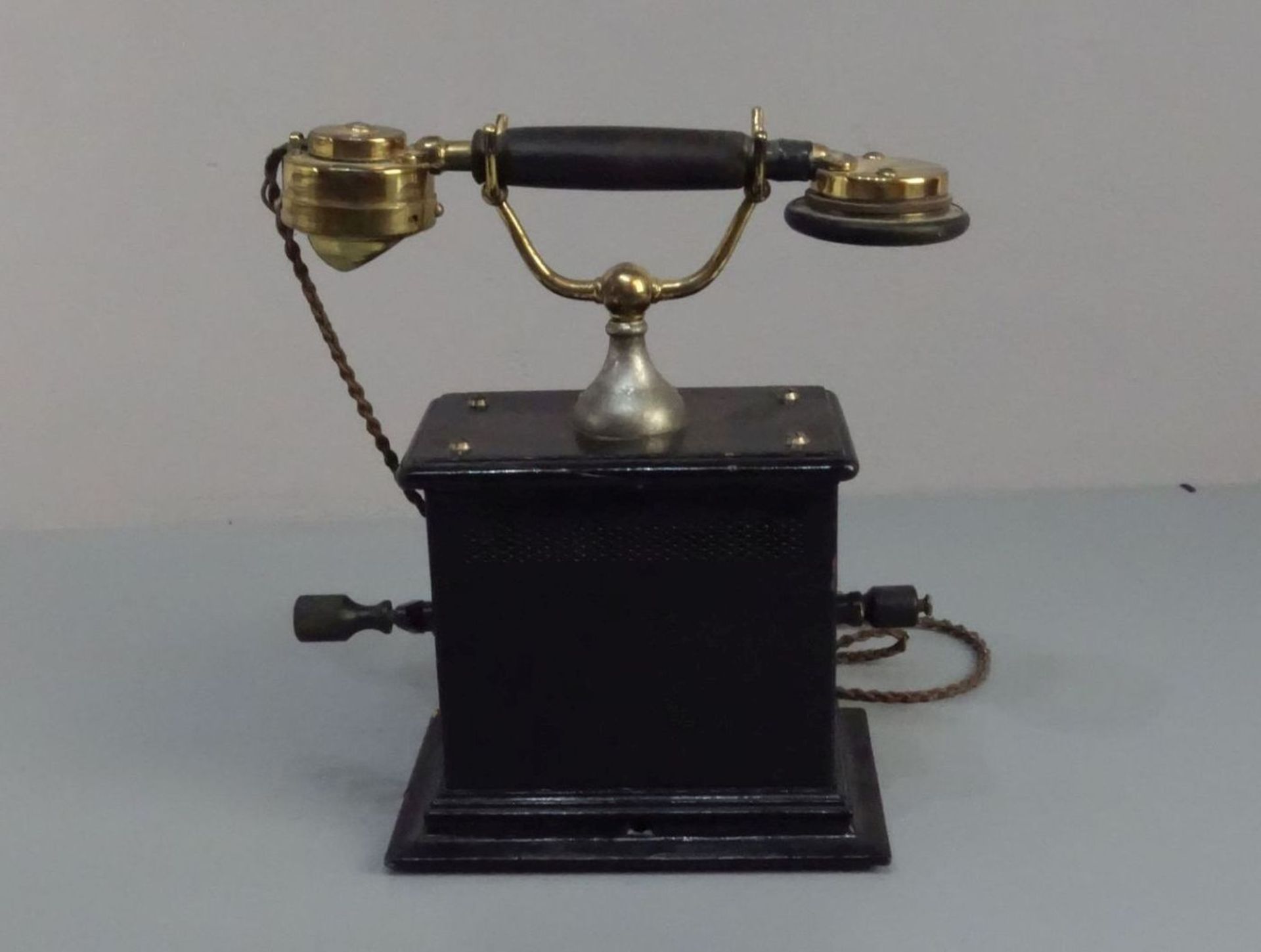 TELEFON / KURBEL-FERNSPRECHAPPARAT DER DEUTSCHEN KAISERZEIT / telephone; schwarz lackierter - Bild 3 aus 5