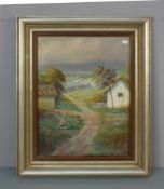SUKLAS, L. (?, Maler des 19./20. Jh.), Gemälde / painting: "Weite Landschaft mit Gehöft, sitzender