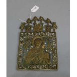 RUSSISCHE METALLIKONE: wohl "Heiliger Nikolaus" / metal icon saint nicholas, wohl 19 Jh., Messing