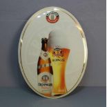 WERBESCHILD / BLECHSCHILD / advertising "Erdinger Weißbier", leicht aufgewölbtes ovales Schild mit