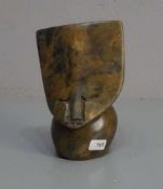 SHONA - SKULPTUR / sculpture: "Kopf", Serpentin, vollplastische Büste mit stilisiertem konischem