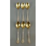 6 MOKKALÖFFEL / KLEINE LÖFFEL / six small spoons, deutsch, 1. H. 20. Jh., 800er Silber mit