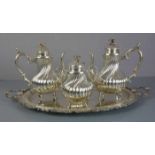 KAFFEEKERN AUF TABLETT / silver coffee set, 20. Jh., 900er Silber, Gesamtgewicht 3929 Gramm,