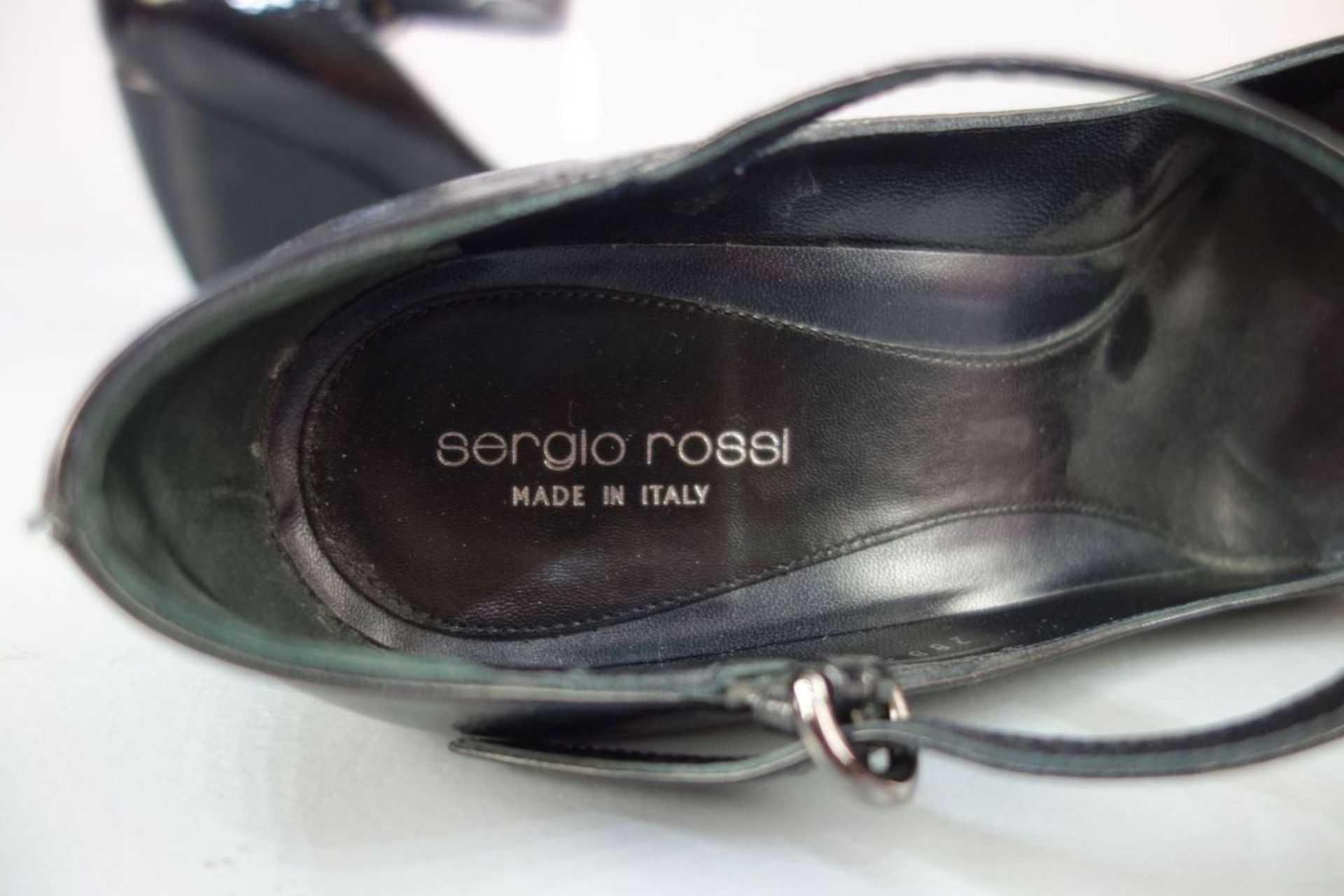 SERGIO ROSSI KEILPUMPS / women's shoes with wedge heel, Made in Italy, schwarzes Lackleder. Pumps - Bild 5 aus 6