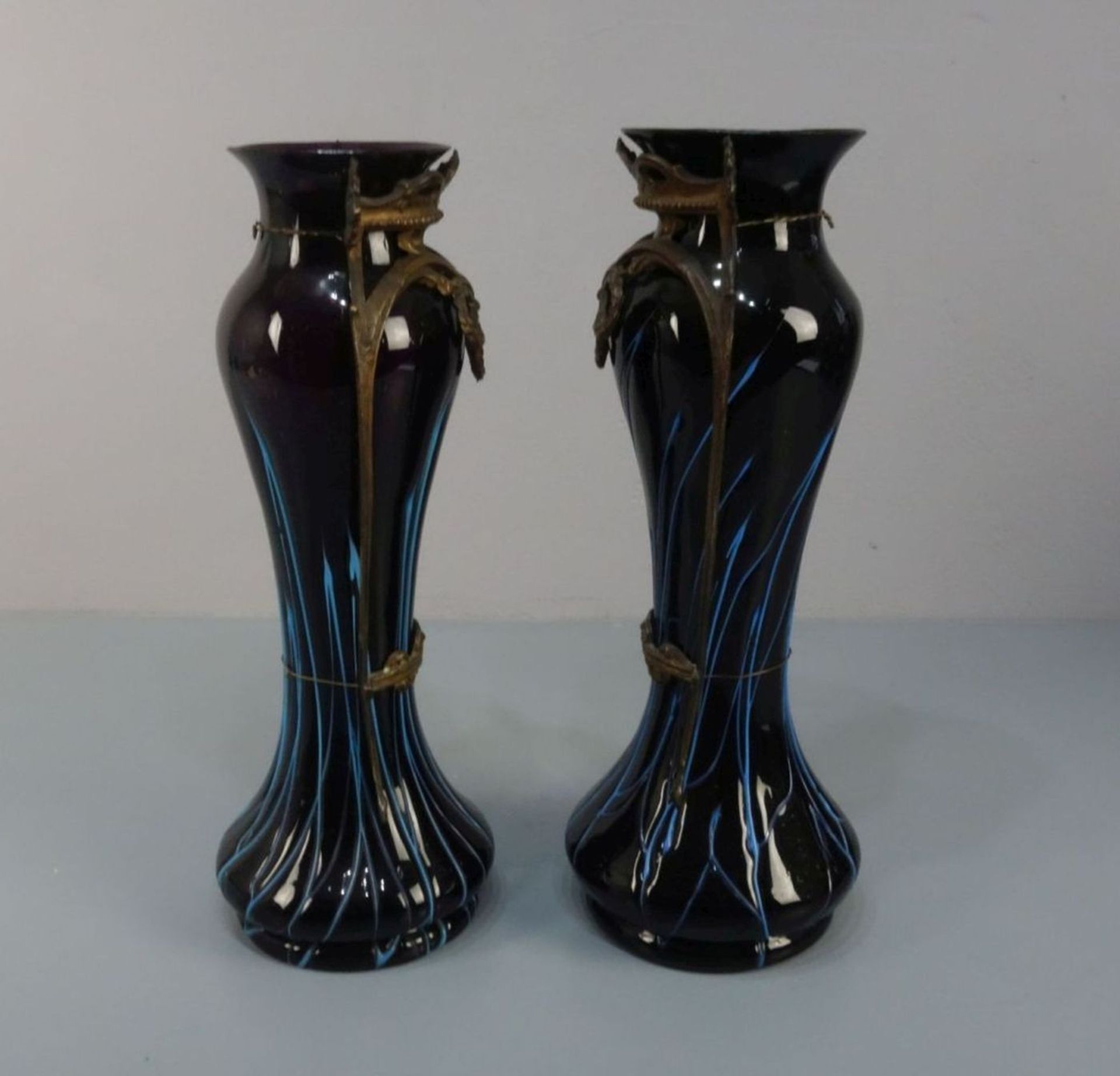 JUGENDSTIL VASENPAAR / pair of art nouveau vases, Glas, ungemarkt, Böhmen, Glasfabrik Elisabeth / - Image 5 of 6