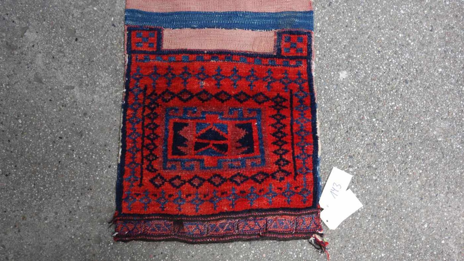 PERSISCHE VORRATSTASCHE / LURI TASCHENFRONT / TEPPICH / rug, um 1920, Wolle, Persien. Tasche mit - Image 2 of 6