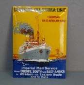 KREUZFAHRT - EMAILLESCHILD / BLECHSCHILD / WERBESCHILD "Deutsche Ost-Afrika-Linie". Rechteckiges und