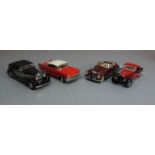 4 MODELL- AUTOS / OLDTIMERMODELLE / tin toy cars, Metall und Kunststoff, Hersteller "Franklin