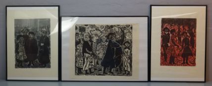 GRIMM, WILLEM (Eberstadt 1904-1986 Hamburg), drei Holzschnitte / woodcuts: "Rummelpott-Szenen" auf