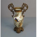 VASE MIT METALLMONTUREN, Steingut, Manufaktur Ludwig Wessel, Bonn, (unter dem Stand gemarkt) und