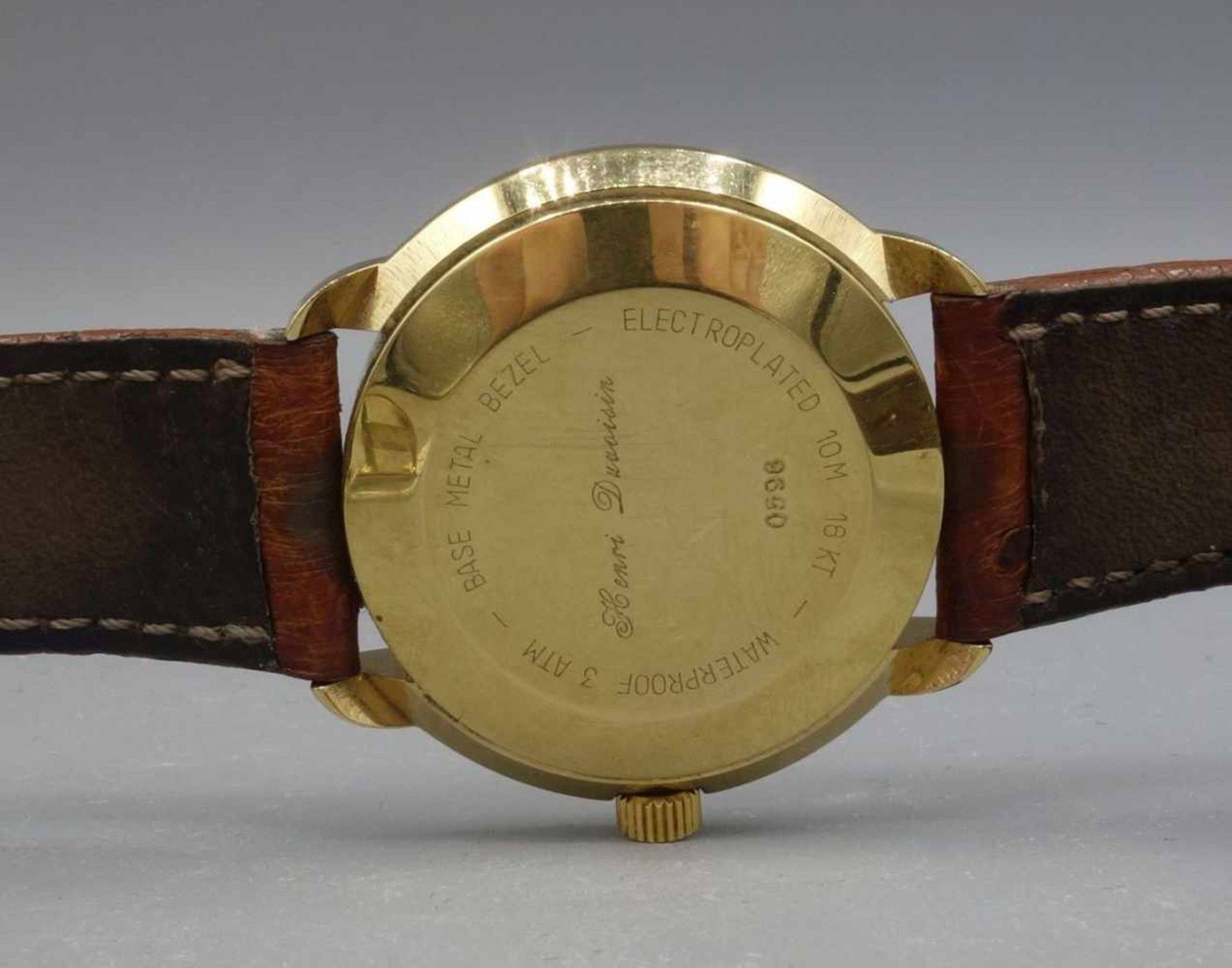 VERGOLDETE ARMBANDUHR / wristwatch, Automatik, Manufaktur Henri Duvoisin & Cie ./ Schweiz. Rundes - Image 6 of 6
