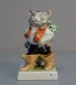 PORZELLANFIGUR nach dem Grimm'schen Märchen: "Der gestiefelte Kater", Porzellan, Manufaktur Herend,