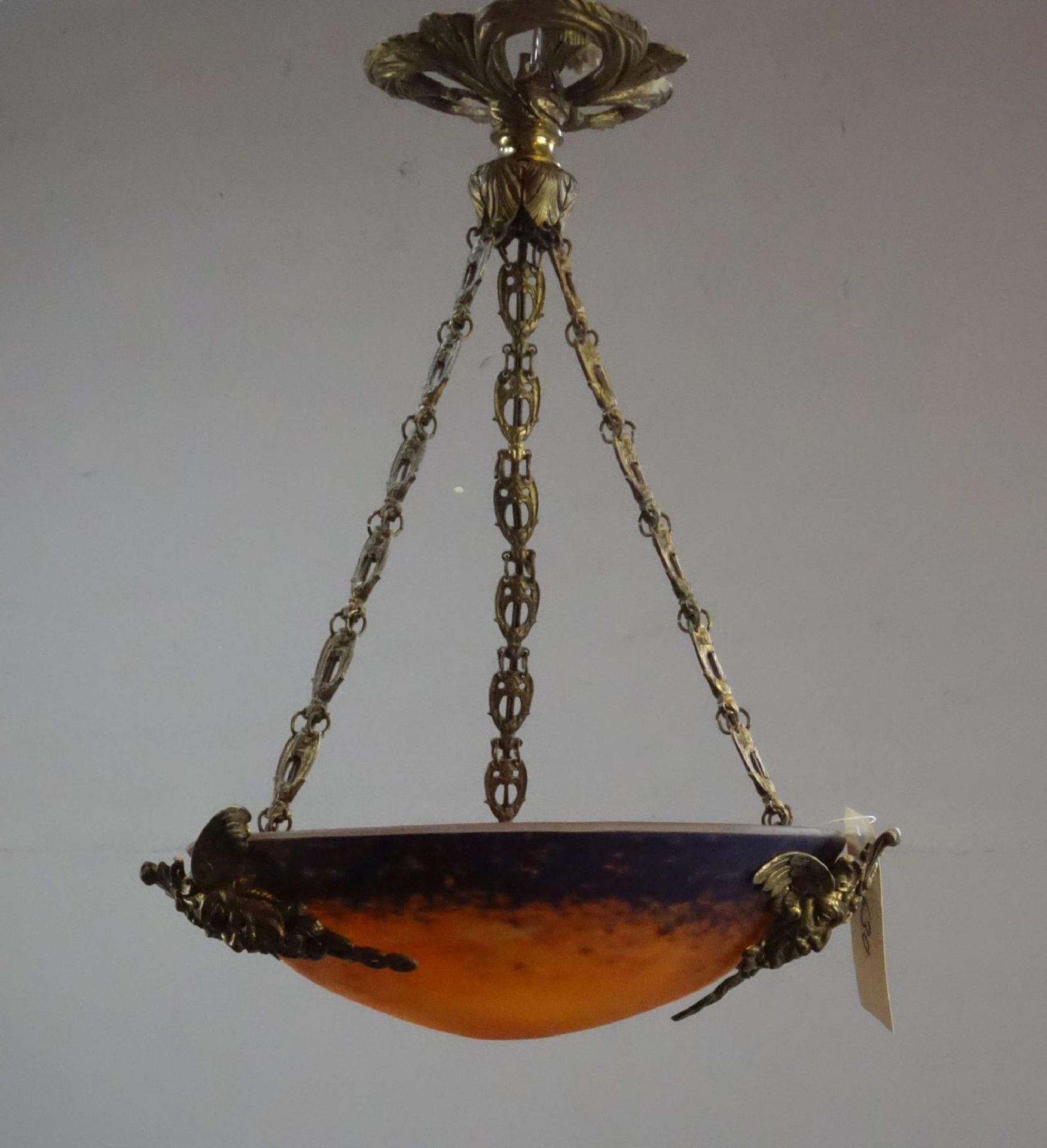 JUGENDSTIL DECKENLAMPE "Muller Frères, Lunéville / Frankreich / art nouveau Lamp, um 1920. Tief - Image 4 of 4