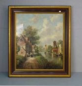 ALTENBERG, H. (Maler des 20. Jh.), Gemälde / painting: "Niederländische Landschaft mit Kanal,