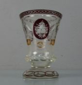 POKALGLAS, ungemarkt, wohl 19./20. Jh. Pokalglas auf rundem Stand. Farbloses Glas, geschliffen und