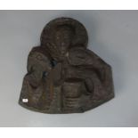 BILDHAUER DES 20./21. Jh., Skulptur / Relief: "Abendmahl in Emmaus", Bronze, dunkelbraun patiniert,