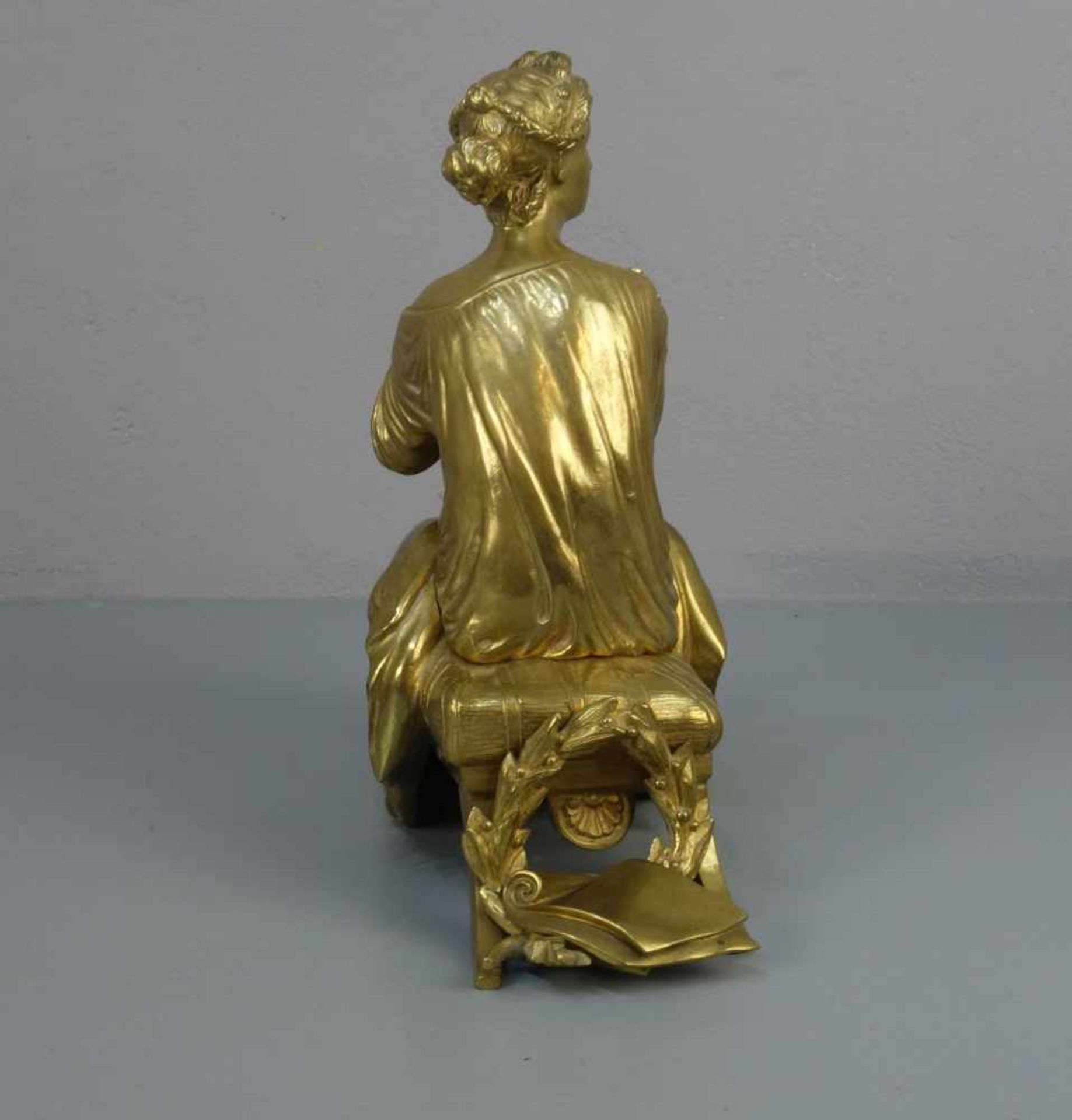 HOULET (französischer Bildhauer des 19. Jh.), Skulptur / sculpture: "Allegorie der Lyrik", Bronze - - Bild 4 aus 4