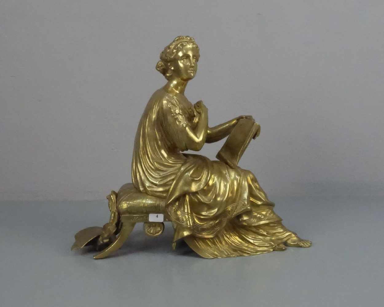 HOULET (französischer Bildhauer des 19. Jh.), Skulptur / sculpture: "Allegorie der Lyrik", Bronze -