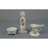 3 KERZENLEUCHTER unterschiedlicher Form und Größe / candle stands, Porzellan, Manufaktur Meissen,