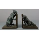 nach GODCHAUX, ROGER (Vendôme 1887-1958 Paris), Paar figürliche Buchstützen: "Panther", Bronze,