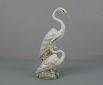 FIGURENGRUPPE: "Reiher" / porcelain figure: "herons", Porzellan, Manufaktur Casades / Spanien.